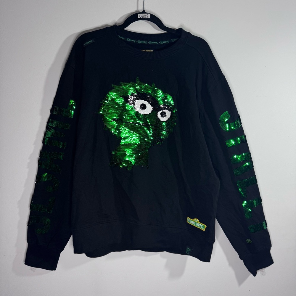 deKryptic Oscar Sequin Sweatshirt XXL Rare Sesame Street Streetwear